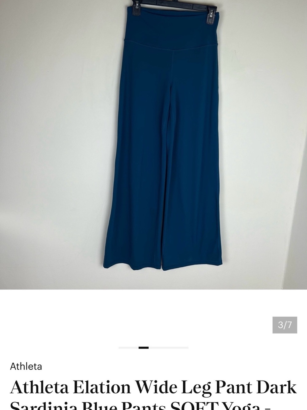 Athleta Elation Wide Leg Pant Dark Sardinia Blue Pants SOFT Yoga - Size S - Picture 3 of 6